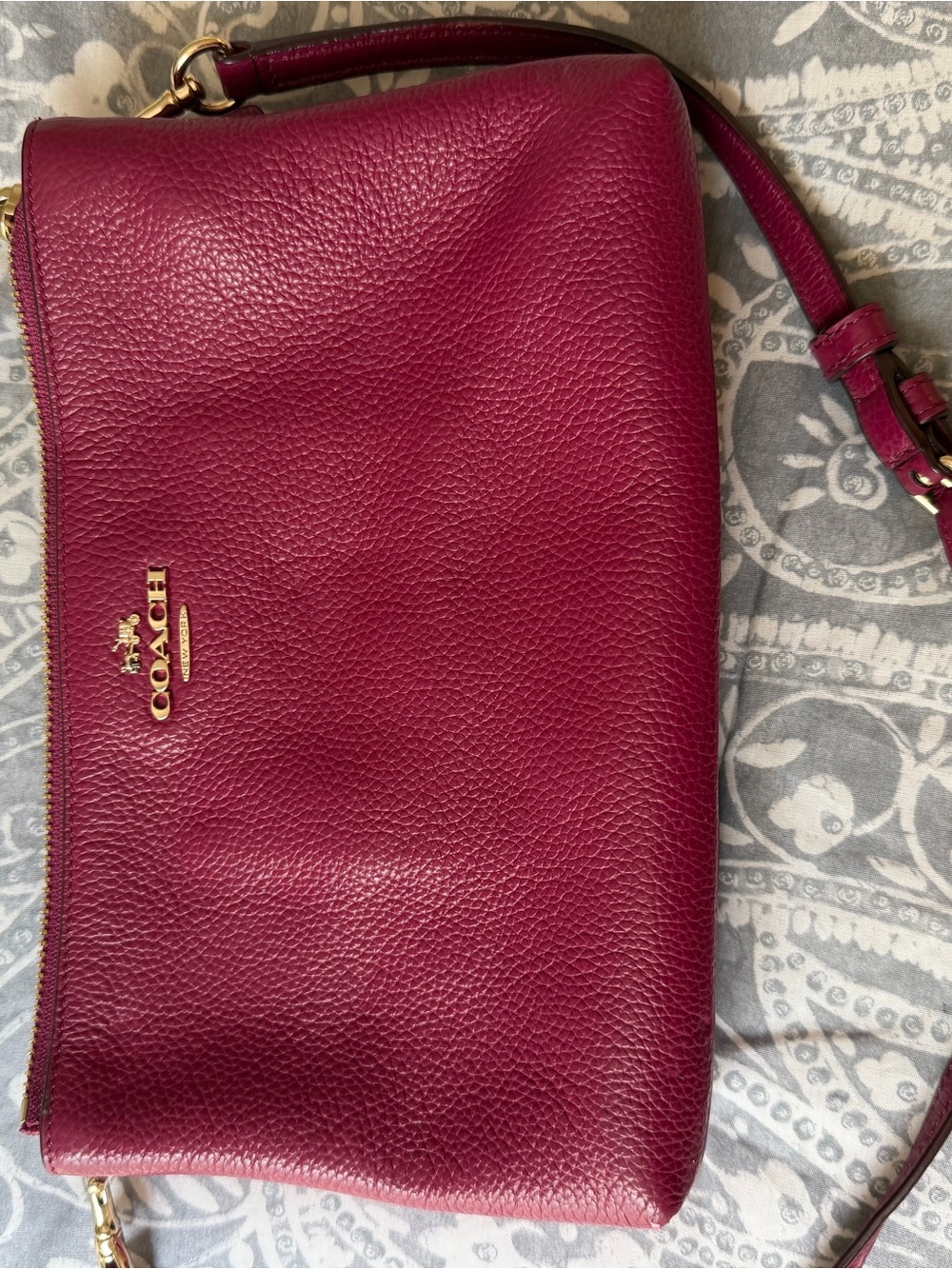 Coach Crossbody Bag in Deep Berry Pink with Gold Hardware